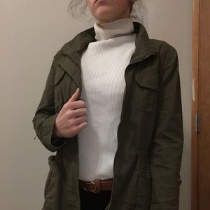 White Ribbed Turtleneck